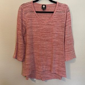 Ladies dressy casual shirt, loose fit, 3/4 sleeves, pink, comfortable